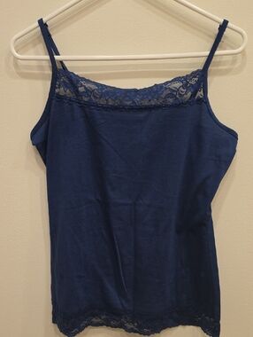 Maurices Navy Blue Tank Top with Branded Neckline